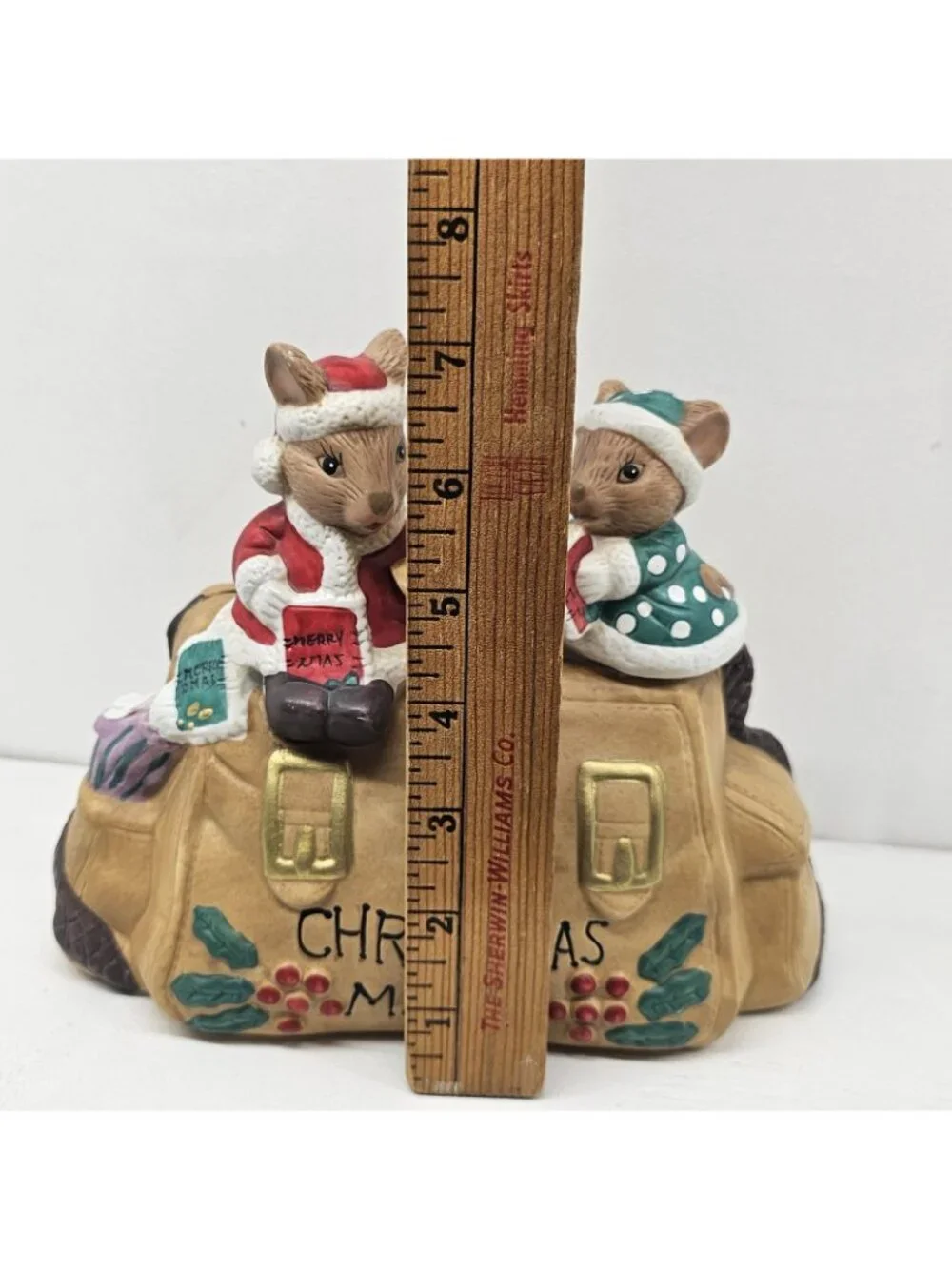 Vintage Porcelain Mr. & Mrs. Santa Mouse Christmas Card Mail Holder